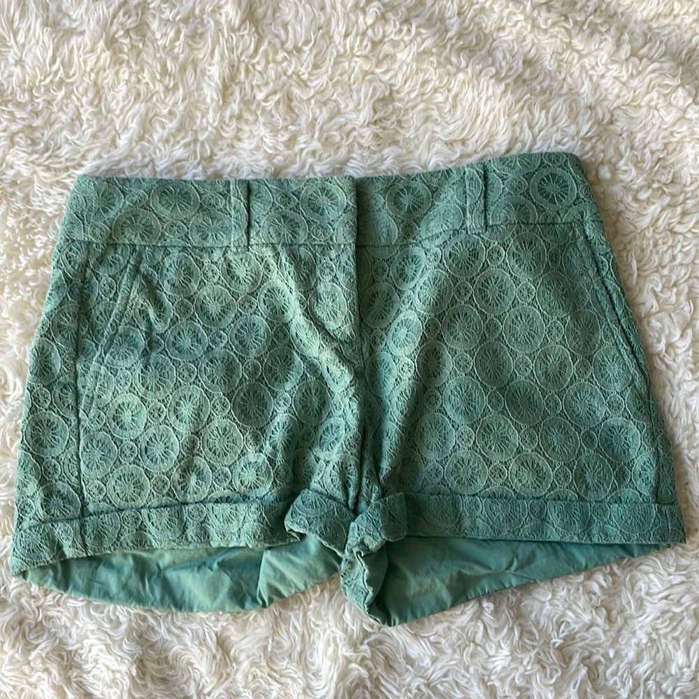 Green lacy cuff shorts